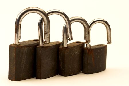 old padlocks line close upの写真素材