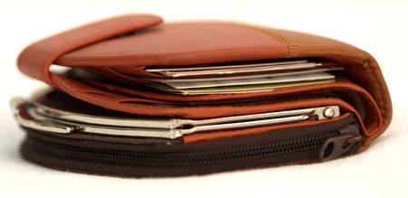 brown wallet of white background