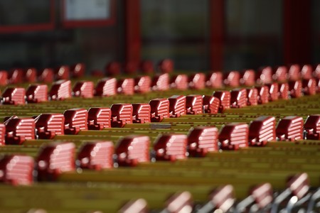 trolley shopping carts close upの写真素材