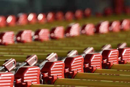 trolley shopping carts close upの写真素材