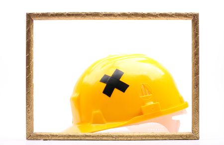 image of yellow helmet bacgroundの写真素材