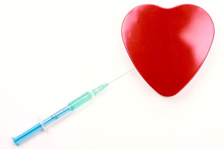 injection and red heartの写真素材