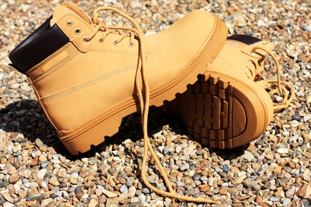 two labour shoes close upの写真素材