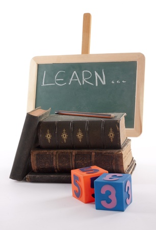 old education books on the deskの写真素材