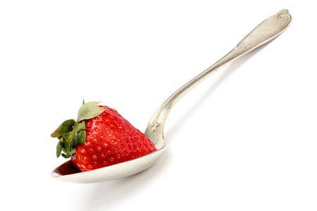 spoonful of strawberry close upの写真素材