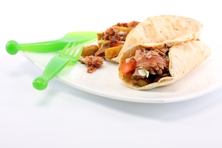 grilled meat and vegetables close upの写真素材