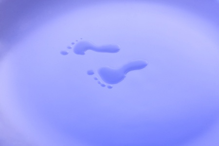 wet small  footsteps close upの写真素材