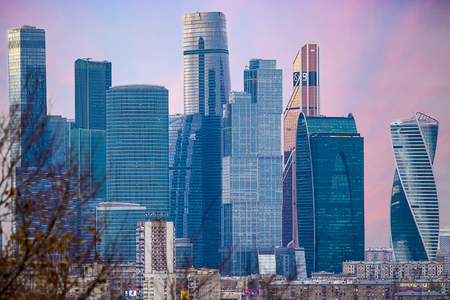 Famous skyscrapers in Moscow City international business centerの写真素材