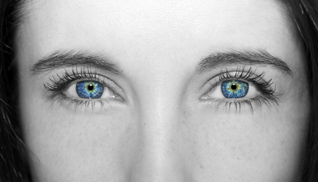 insightful look blue eyesの写真素材
