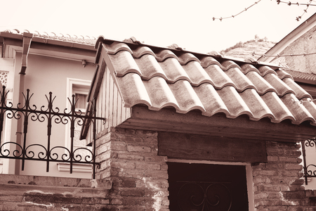 The old tile roof on a house in Tbilisi. Georgia.の写真素材