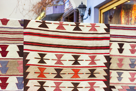 Traditional Georgian carpet. Carpets with typical geometrical patterns are among the most famous products of Georgia.の写真素材