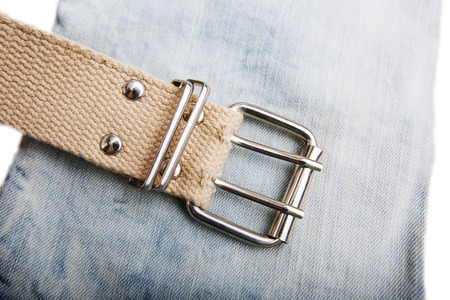 Denim Jeans Background With  belt and Seam of Jeans Fashion Design. Stitched Texture Denim Jeans Background of Fashion Jean Designの写真素材