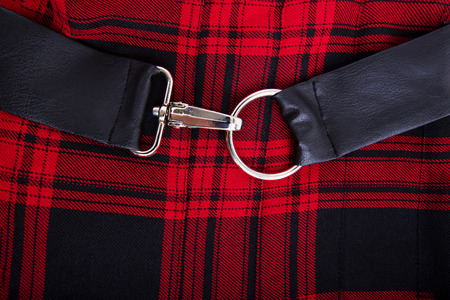 Short plaid skirt isolated on white backgroundの写真素材