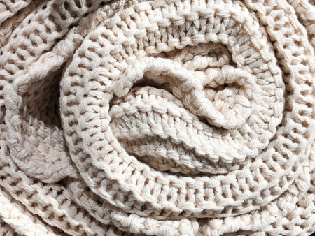 Top view of cloth textile surface. Close-up knitted fabric texture.の写真素材