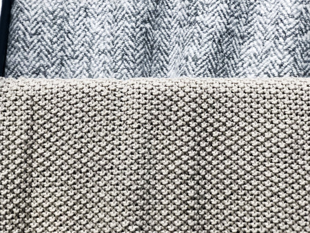 Top view of cloth textile surface. Knitted fabric texture.
