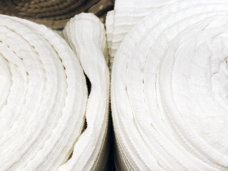 Top view of cloth textile surface. Knitted fabric texture.の写真素材