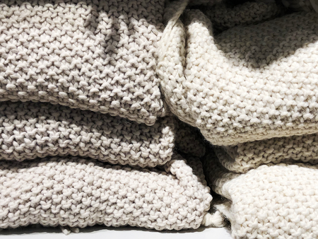 Top view of cloth textile surface. Knitted fabric texture.の写真素材