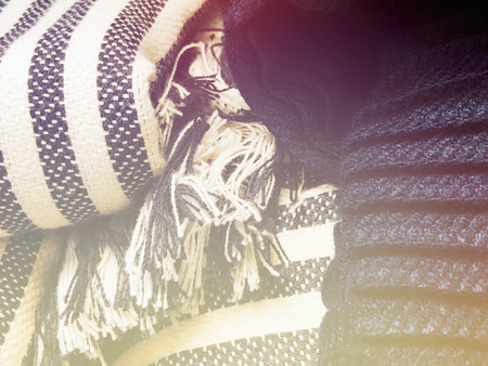 Top view of cloth textile surface. Knitted fabric texture.の写真素材