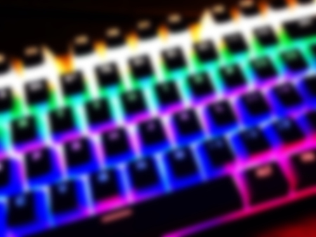 Gaming keyboard blurred shot, abstract and blurred background