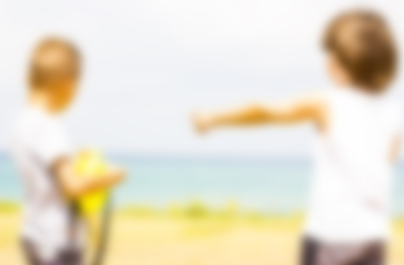 Abstract blurred background. Vacation and fun on the beach. Blurred peopleの写真素材