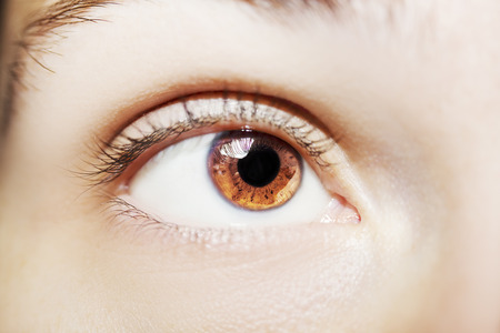 Image of man's beautiful insightful look eye close up. Focus on eyes.の写真素材