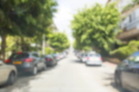 Abstract blurred background. Blurred road with car runningの写真素材