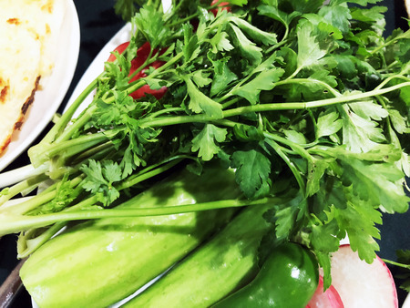 A lot of vegetables on the  table. Georgian cuisine.の写真素材