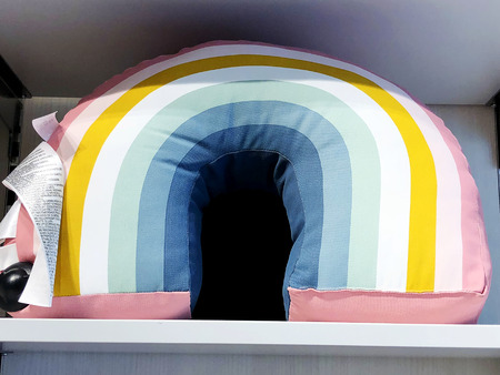 Modern cozy and homely atmosphere for the living room. Comfortable little pillowsの写真素材