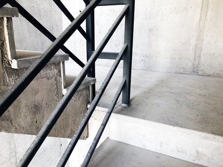 Construction of concrete stairs under construction works.