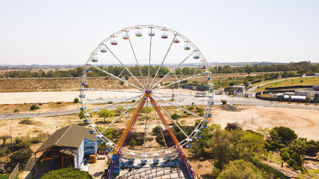 RISHON LE ZION, ISRAEL -APRIL 14, 2018: Ferris wheel in Superland in Rishon Le Zion, Israel.の写真素材