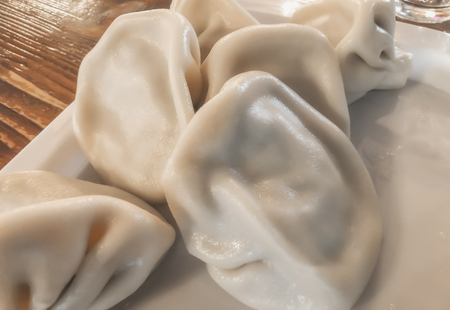Cooked khinkali traditional Georgian dish Georgian khinkali,Georgian traditional cuisine,domestic khinkali,khinkali according to the old recipe.の写真素材