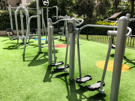 Exercise equipment in a public park in Rishon Le Zion, Israel
