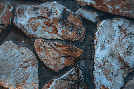Close up of natural stone wall. Stone wall texture.の写真素材