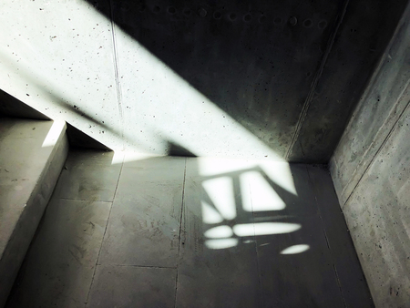 Construction of concrete stairs under construction works.