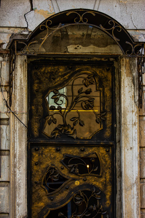 Old Tbilisi architecture, window and exterior decor in summer day.の写真素材