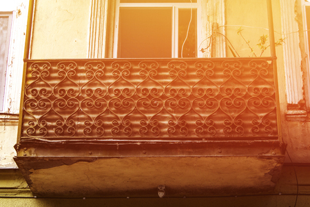 Old Tbilisi architecture, window and exterior decor in summer dayの写真素材