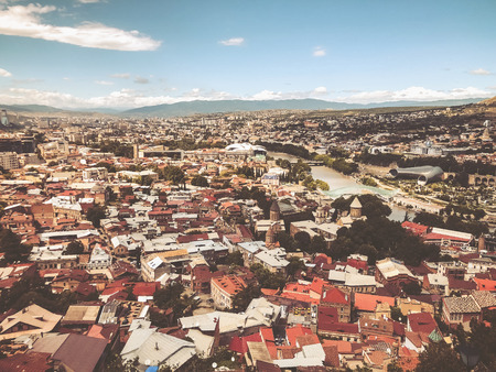 A breathtaking view of the city from the top of Sololaki hill in Tbilisi.