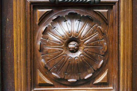 Old Tbilisi architecture,The entrance door and exterior decor  detail in summer day.
