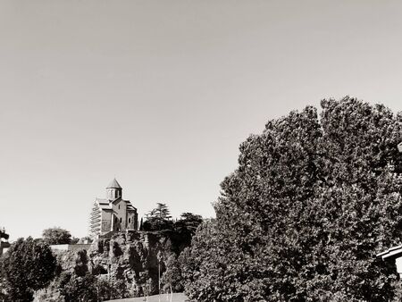 The Metekhi church looks a long way in Tbilisi, Georgia.