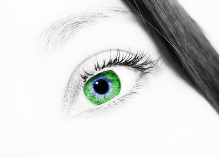 A beautiful insightful look woman eyes. Close up shot.の写真素材