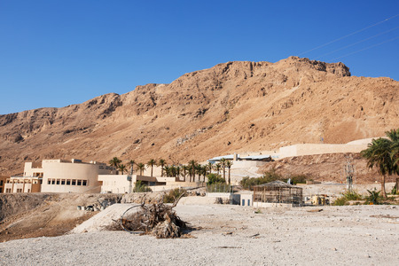 MASADA, ISRAEL - MARCH 22, 2019: Road entrance to Masada oasis is an ancient fortification in the...