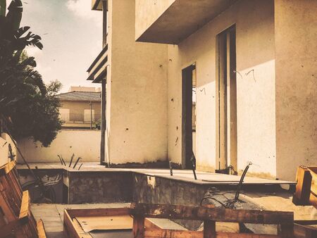 Home construction on a sunny day in Rishon Le Zion, Israel.の写真素材