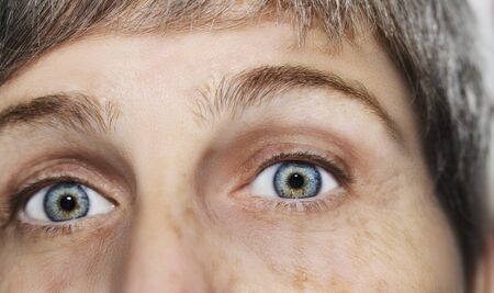 A beautiful insightful look eye. Close up shot. The eye of an elderly woman.の写真素材