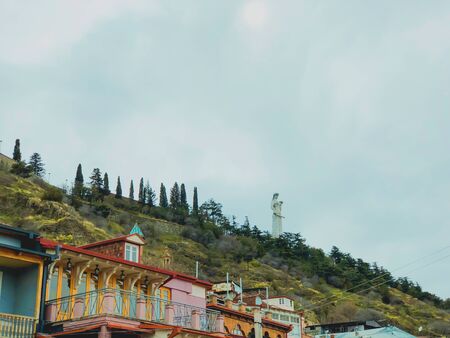 The old district of the city in Tbilisi, Georgia.The restored area of old Tbilisi. Tourism in Georgia, tourist area.の写真素材