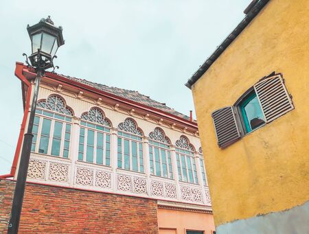 The old district of the city in Tbilisi, Georgia.The restored area of old Tbilisi. Tourism in Georgia, tourist area.の写真素材