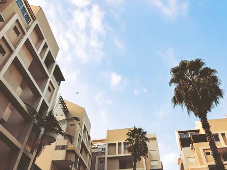 High residential buildings in Holon, Israel. Blue sky.