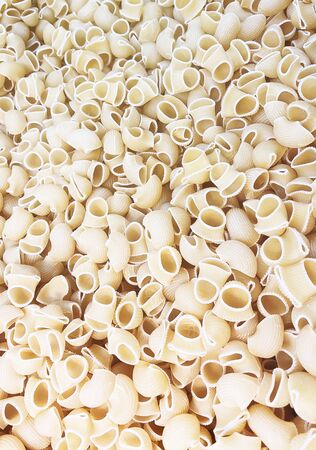 Variety of types and shapes of Italian pasta. Dry pasta background.の写真素材