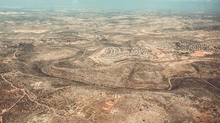 Beautiful view of the landscape from the window of an airplane.