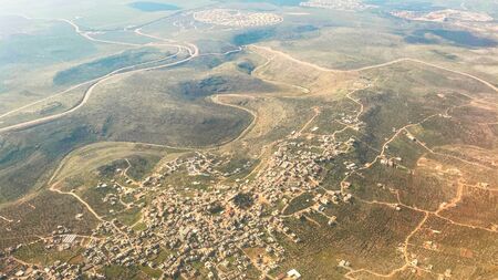 Beautiful view of the landscape from the window of an airplane.