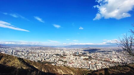 Beautiful aerial view of the central part of city   in Tbilisi, Georgia.の写真素材